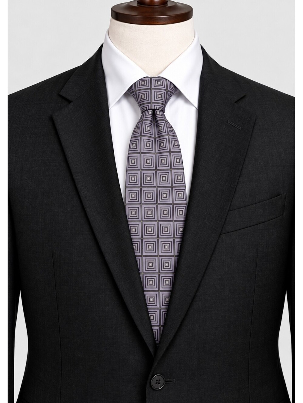 Giovanni Seta Studio Collection Silk Tie Lavender Geometric Squares Italy